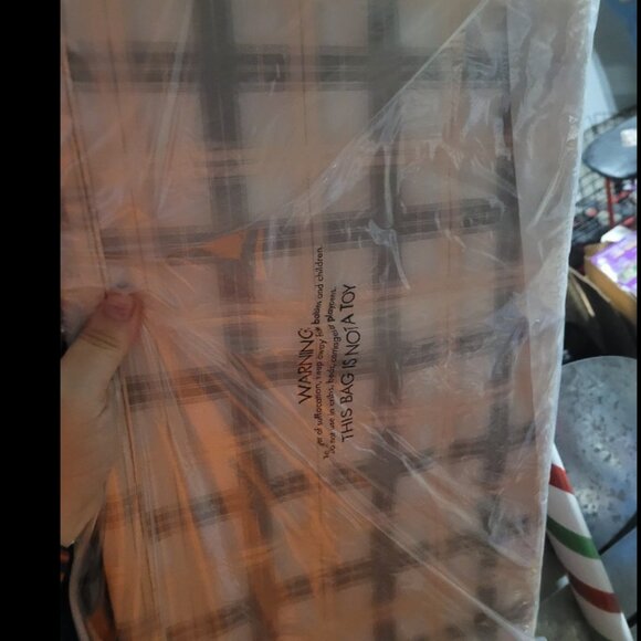 Thirty One Utility Storage Tote in Pale Pink Plaid - Picture 3 of 3